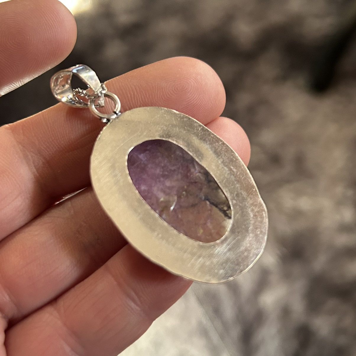 Handmade Handcrafted oval crackle quartz dogtooth 925 necklace Size ONE SIZE - 8 Thumbnail