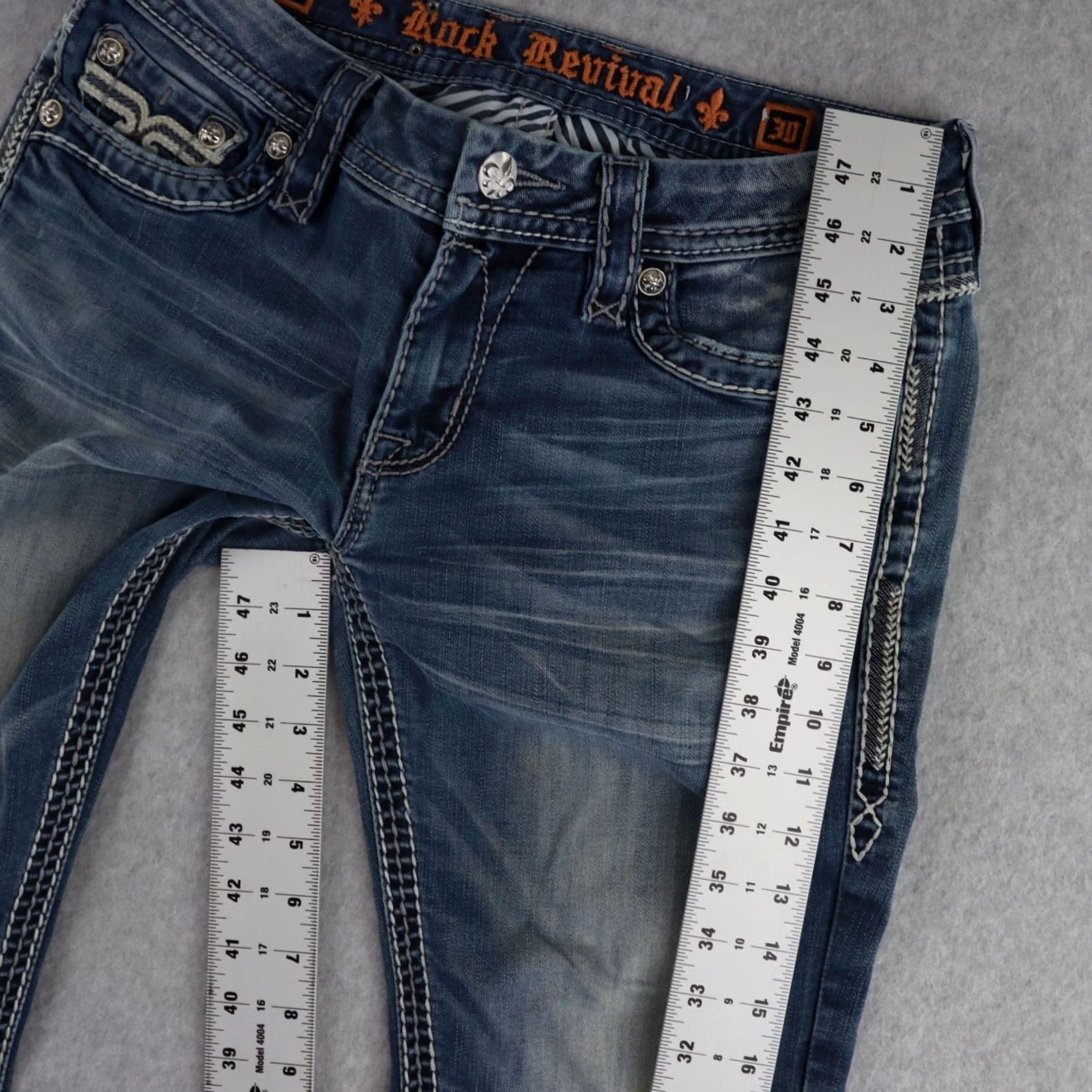 Vintage Rock Revival Jeans Boots Bootcut Distressed Blue 30 US 30 x 22.5in Womens Pants Vintage Style Ashley Distress Denim Size 30" / US 8 / IT 44 - 5 Thumbnail