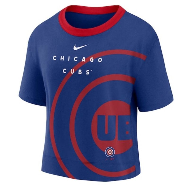 Nike Nike Women's Chicago Cubs Team First High Boxy Crop Tee, S Size S / US 4 / IT 40 - 1 Thumbnail