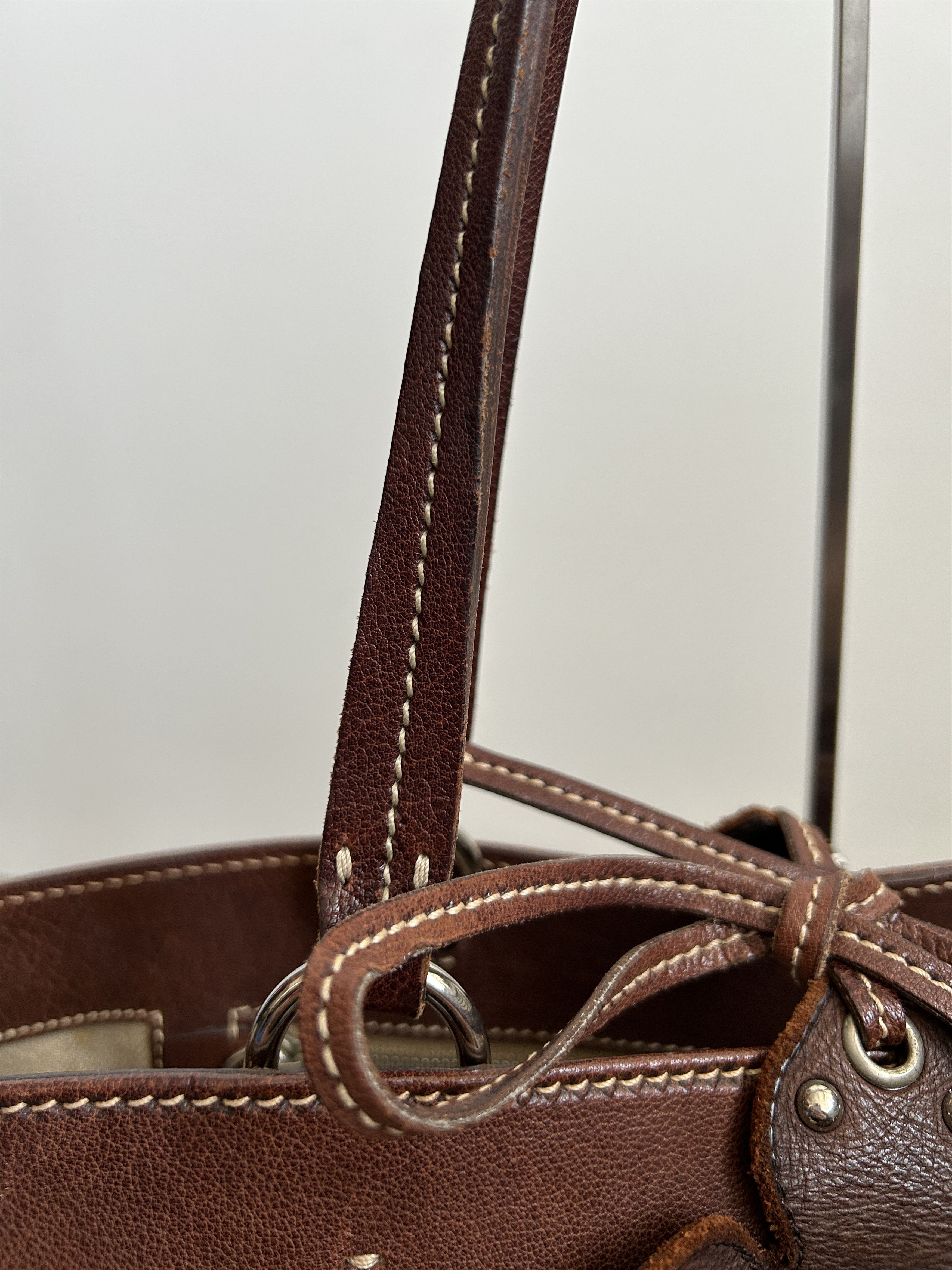 Vintage 90s archive miu miu raffia and leather tote bag