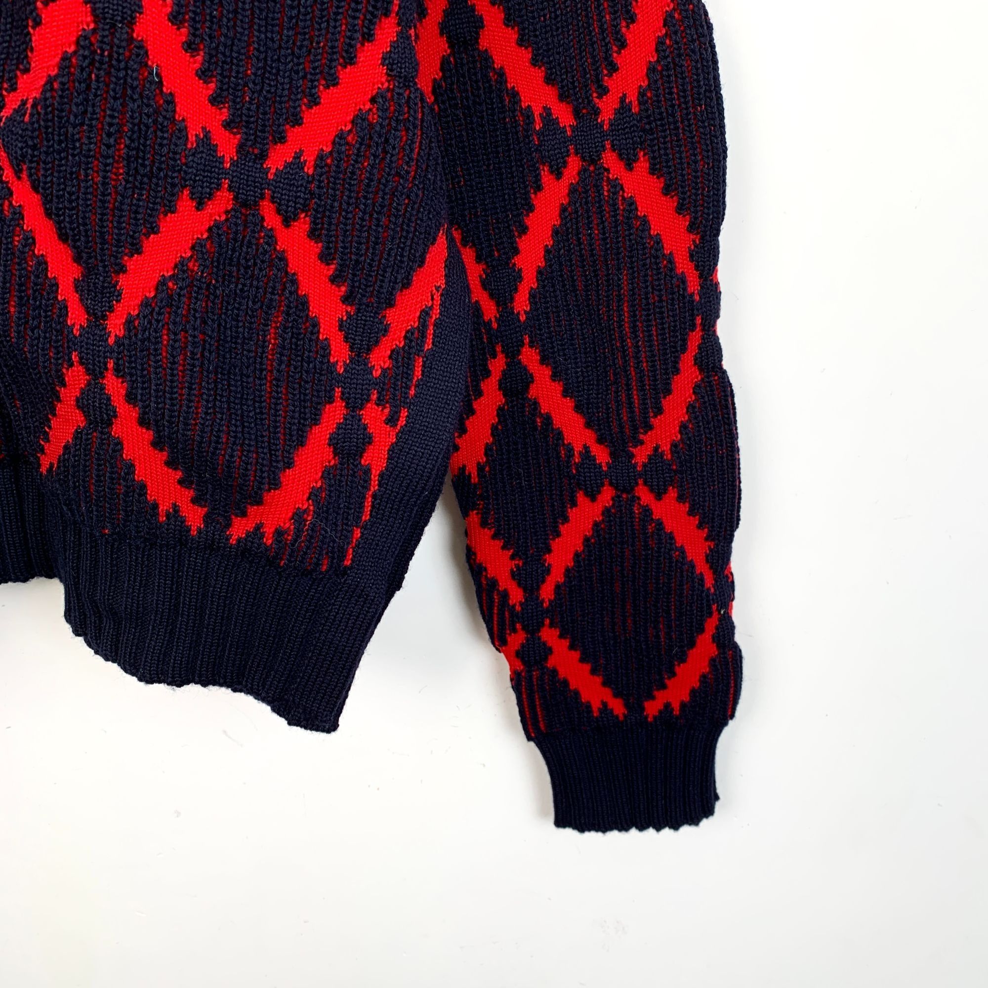 Versace Versace Geometric Knit Sweater Size 42 Red & Black Wool Size M / US 6-8 / IT 42-44 - 4 Thumbnail