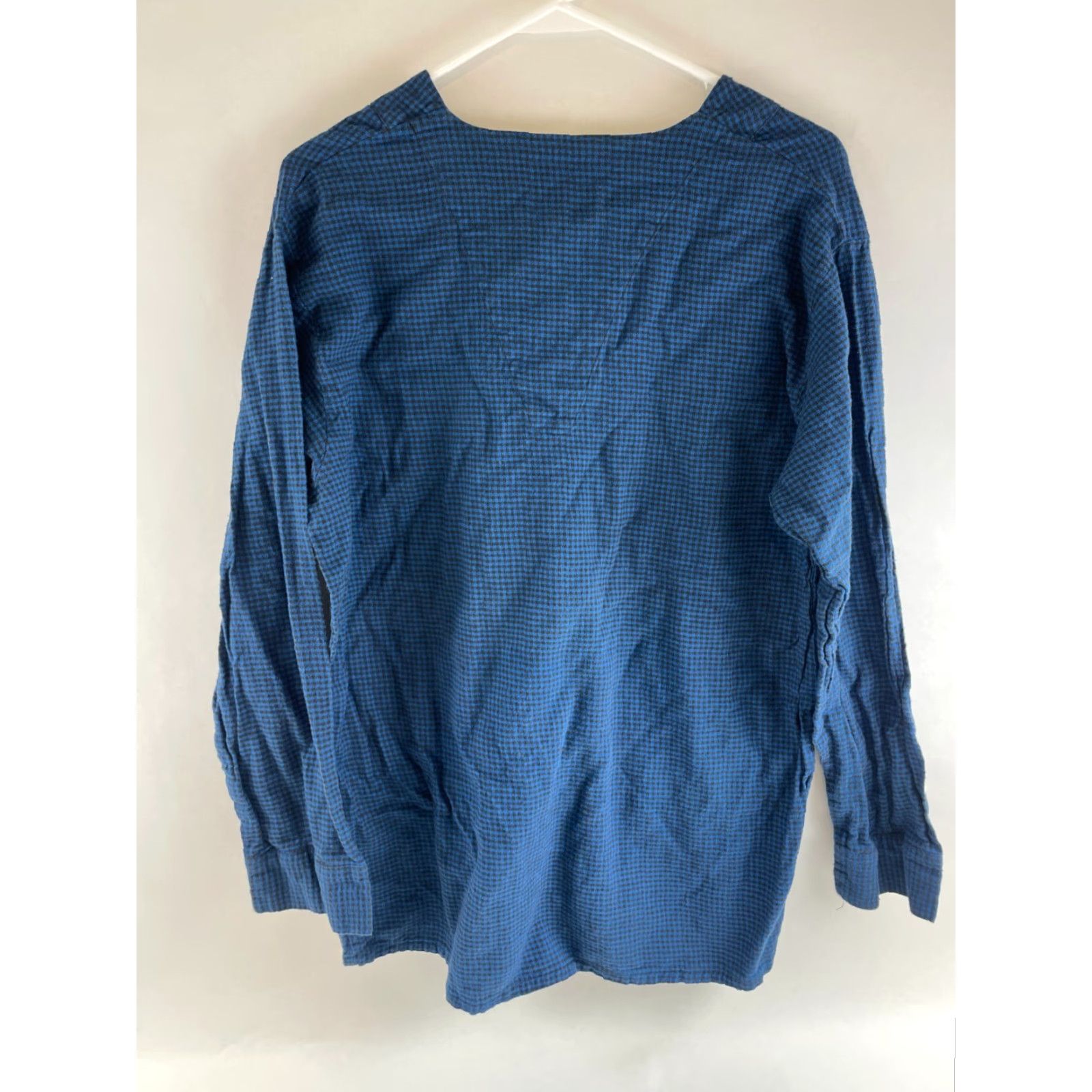 Vintage TownCraft Shirt Men's M Blue V-Neck Check Long Sleeve Flannel Tee Size US M / EU 48-50 / 2 - 2 Thumbnail