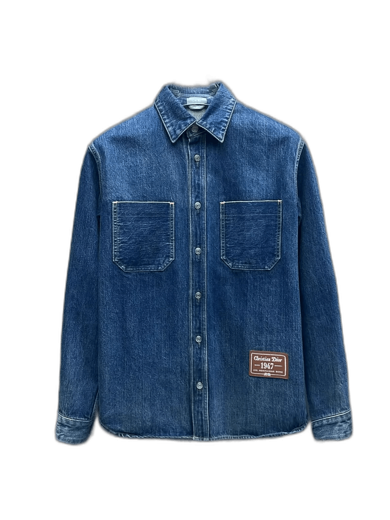 Dior Logo Long Sleeve Denim Shirt for Men