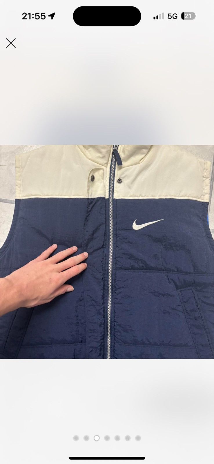Nike Mens y2k blue and white full zip nike puffer vest mens M Size US M / EU 48-50 / 2 - 3 Thumbnail