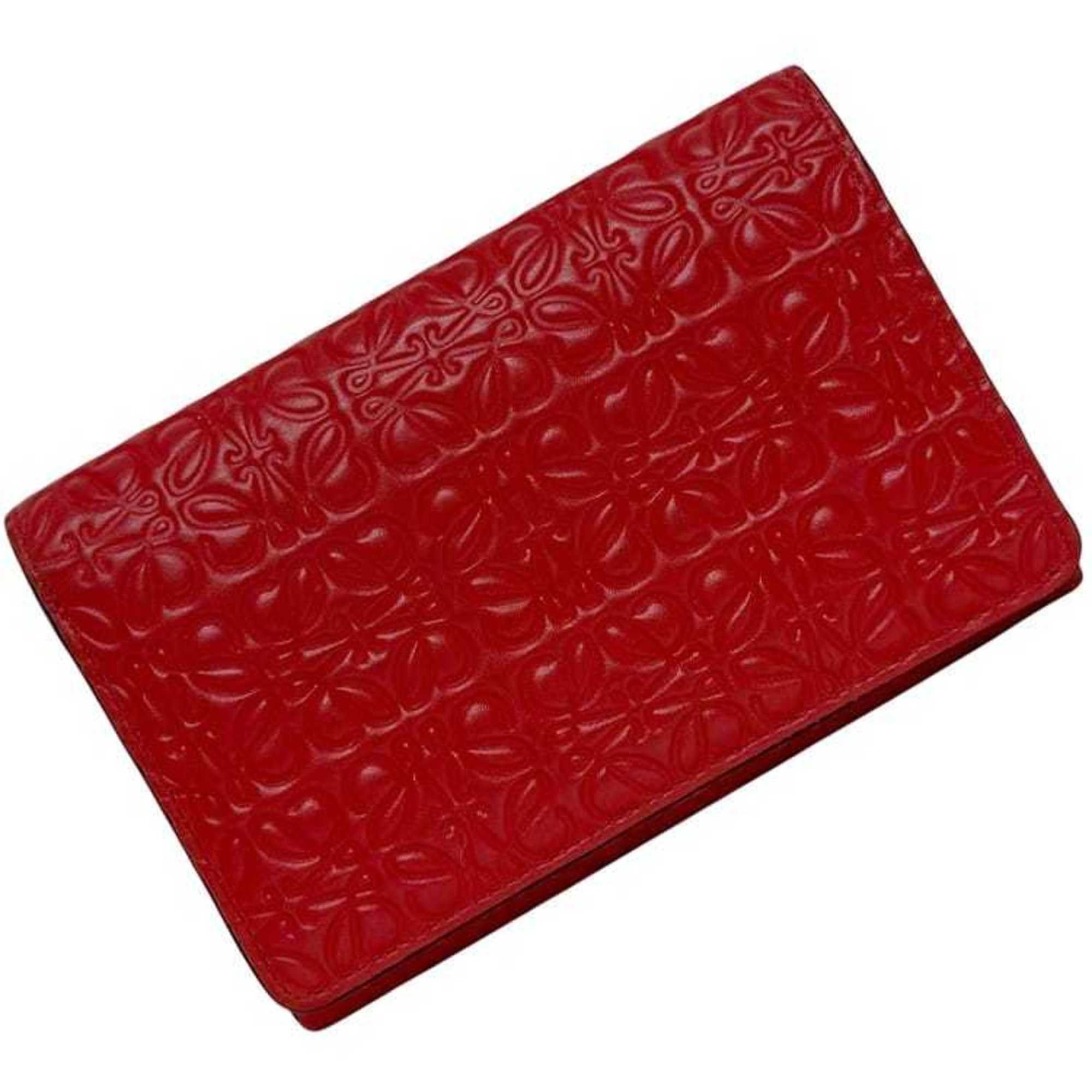 Loewe Loewe bifold wallet ec-24811, red repeat anagram 107.55.G96, compact leather, 261606, embossed, for men and women. Size ONE SIZE - 1 Thumbnail