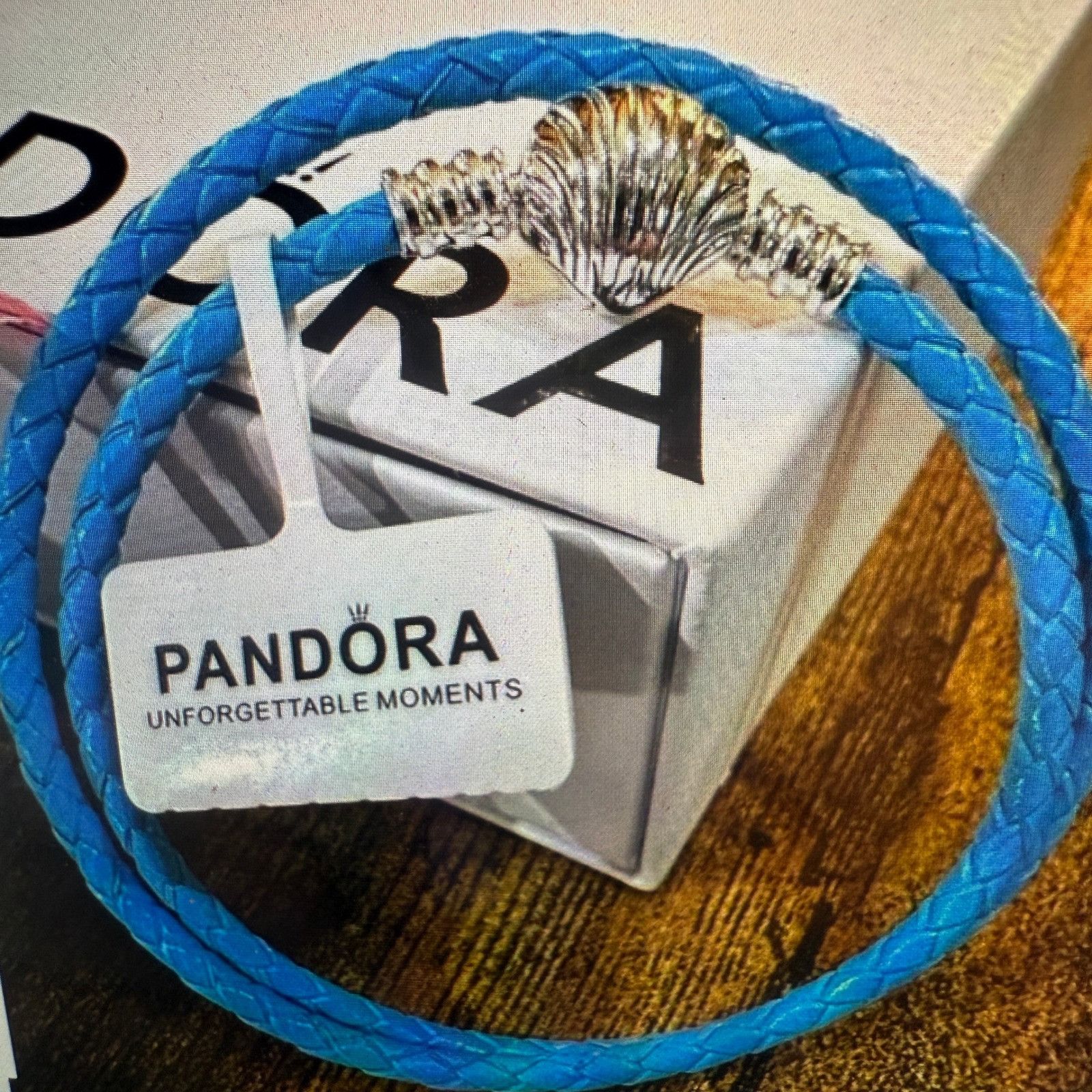 pandora Authentic Pandora, 17CM, Aqua Leather Double Wrap Bracelet, Size ONE SIZE - 2 Thumbnail