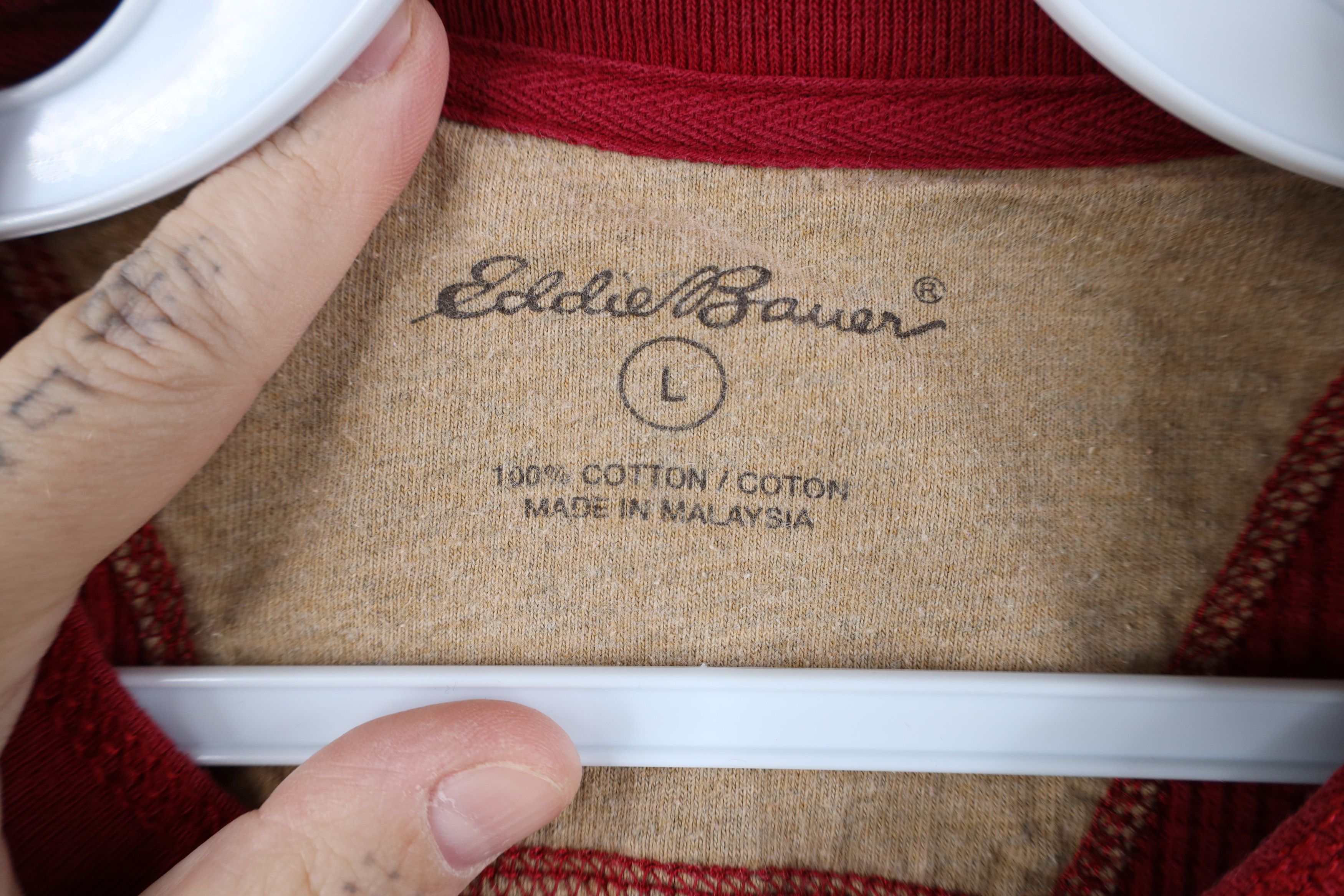 Eddie Bauer Vintage Eddie Bauer Blank Thermal Waffle Knit Henley T-Shirt Size US L / EU 52-54 / 3 - 5 Thumbnail