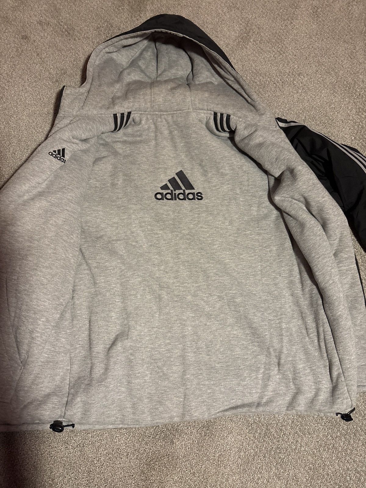 Adidas Black Adidas 3 Stripe Reversible Winter Coat Size US L / EU 52-54 / 3 - 3 Thumbnail