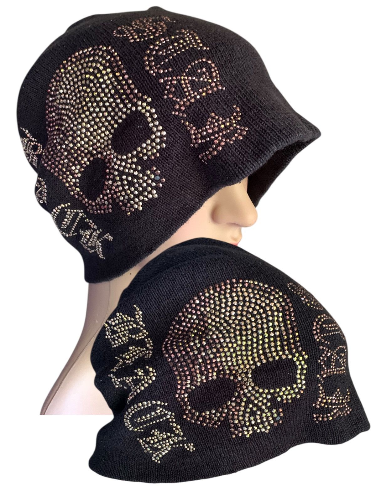 Japanese Brand × Kapital × Vintage BlingVintage Skull Punk Bondage Beanie Hat Japanese Brand ☠️ Size ONE SIZE - 1 Thumbnail