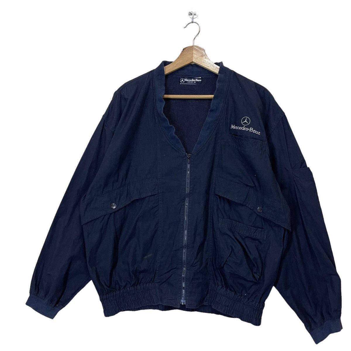 Japanese Brand 90s Mercedes Benz Zipper Bomber Jacket Size US L / EU 52-54 / 3 - 3 Thumbnail