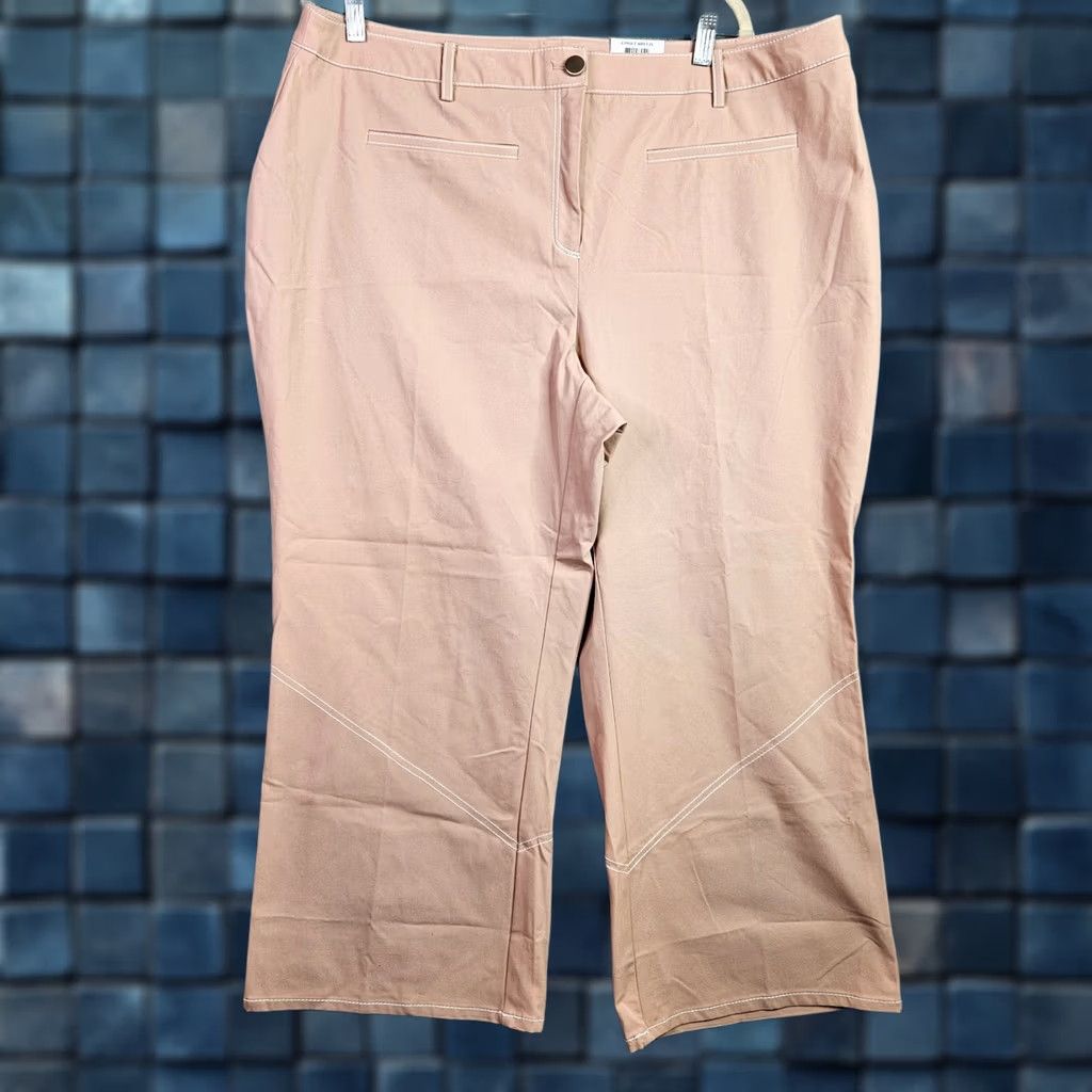 Alfani Alfani Pants Women Plus Size 18W Naked Clay Straight Ankle NWT Career Beige Solid Button Front Modern Fit Mens? Size 40" / US 18 - 1 Thumbnail