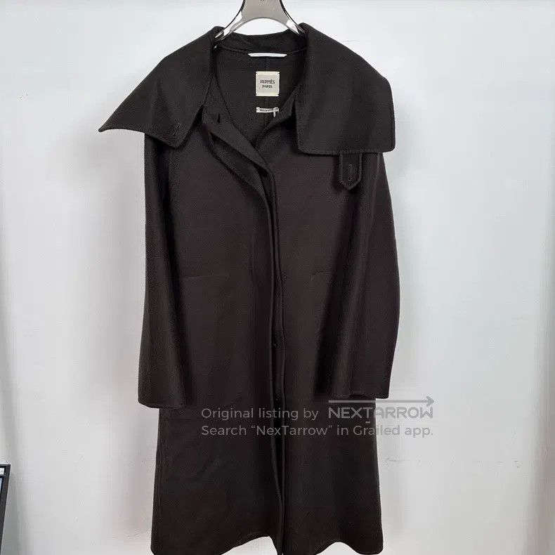 Hermes Hermes dark brown notched lapel cashmere coat Size M / US 6-8 / IT 42-44 - 1 Thumbnail