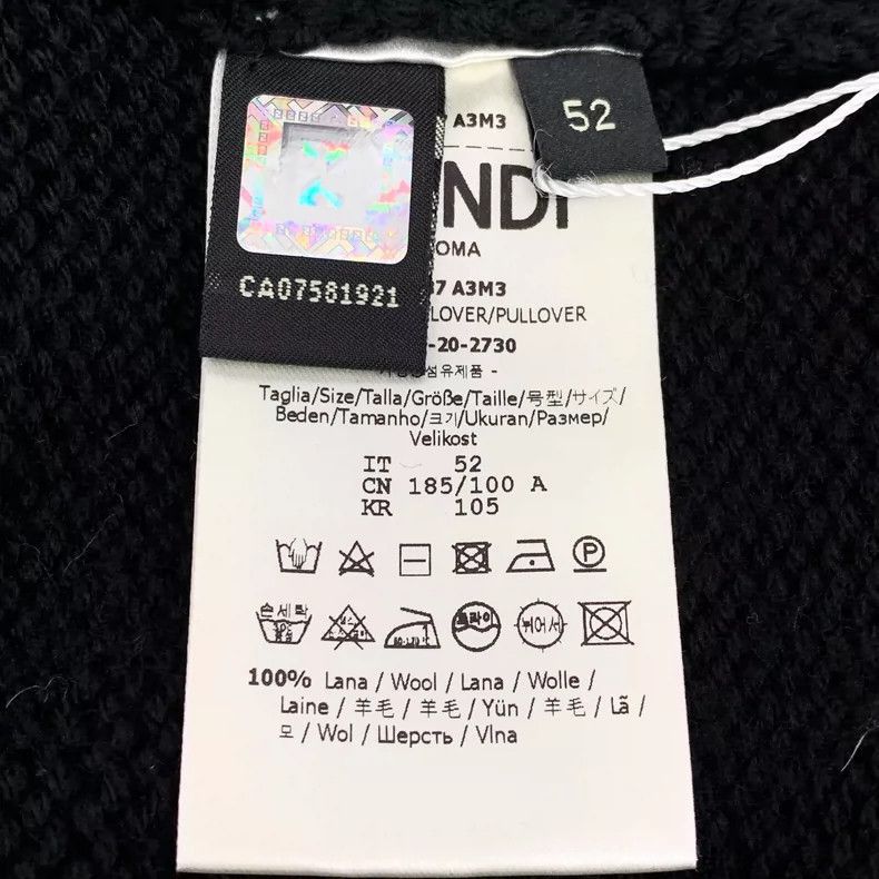 Fendi Fendi Black Logo Knit Long Sleeve Sweater Size US L / EU 52-54 / 3 - 7 Thumbnail
