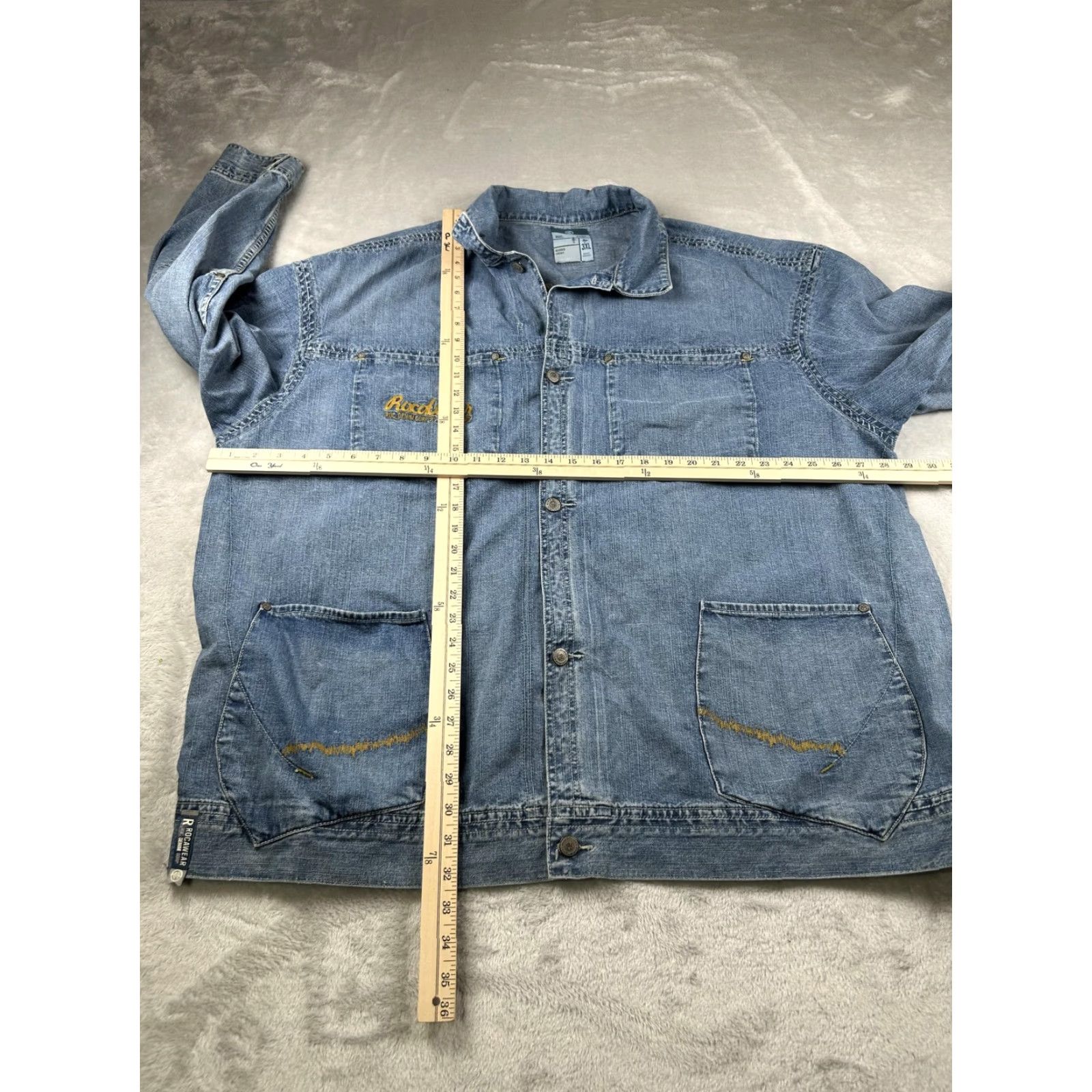 Rocawear VINTAGE Rocawear Jacket Mens 3XL Blue Denim Y2K Chore Coat Denim Skater 00s Size US XXL / EU 58 / 5 - 6 Thumbnail