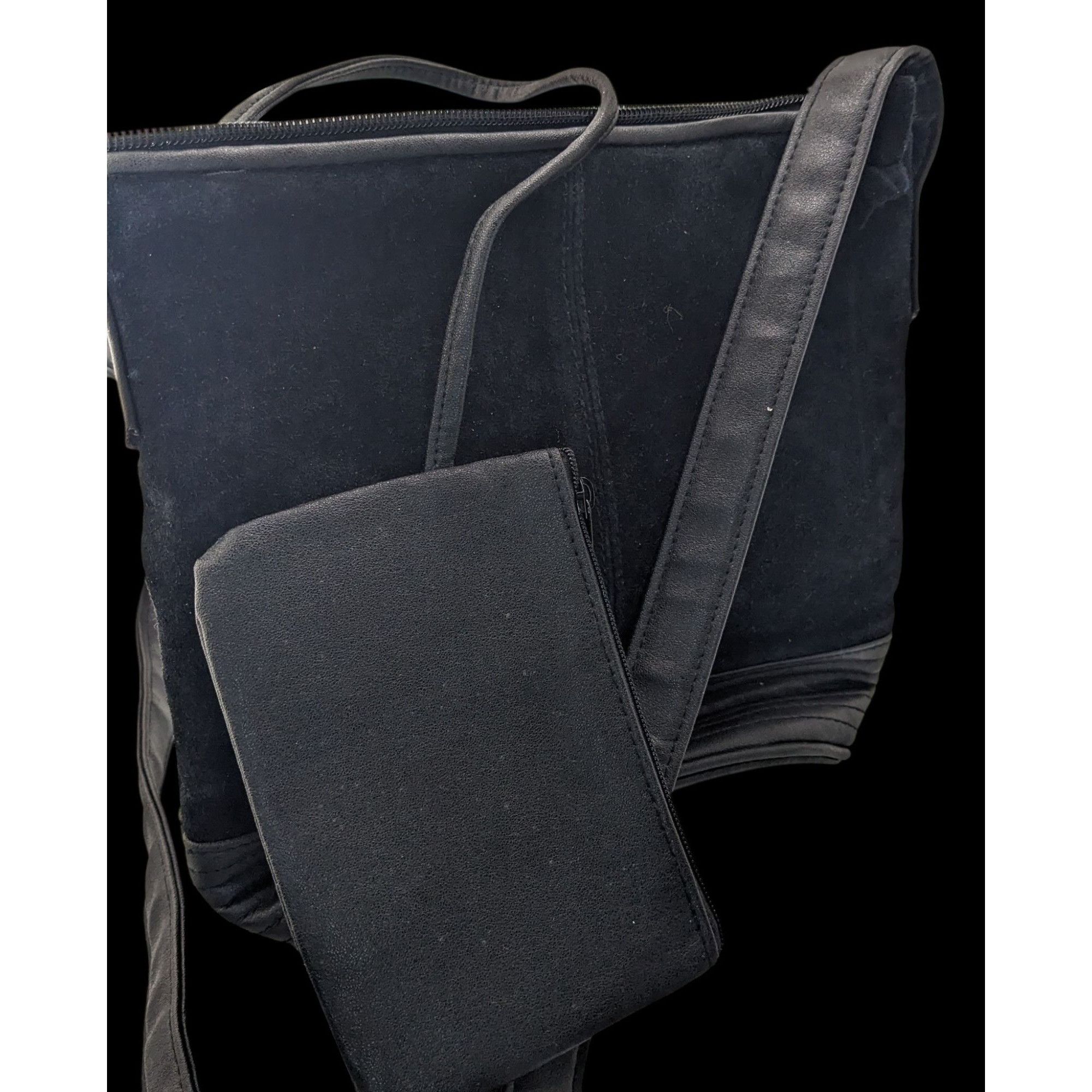Other Gothic Black Suede Shoulder Bag With Quilted Leather Base & Size ONE SIZE - 2 Thumbnail