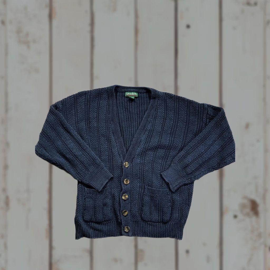 Vintage Savile Row Cardigan Mens L Blue V-Neck Knit Ramie Cotton Pockets Sweater Size US L / EU 52-54 / 3 - 1 Thumbnail