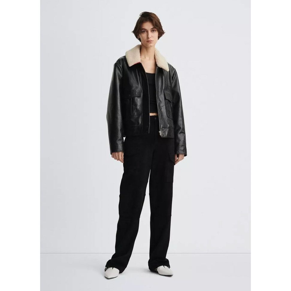 Rag & Bone Rag & Bone Colton Leather Jacket Removable Shearling Collar Size L / US 10 / IT 46 - 3 Thumbnail