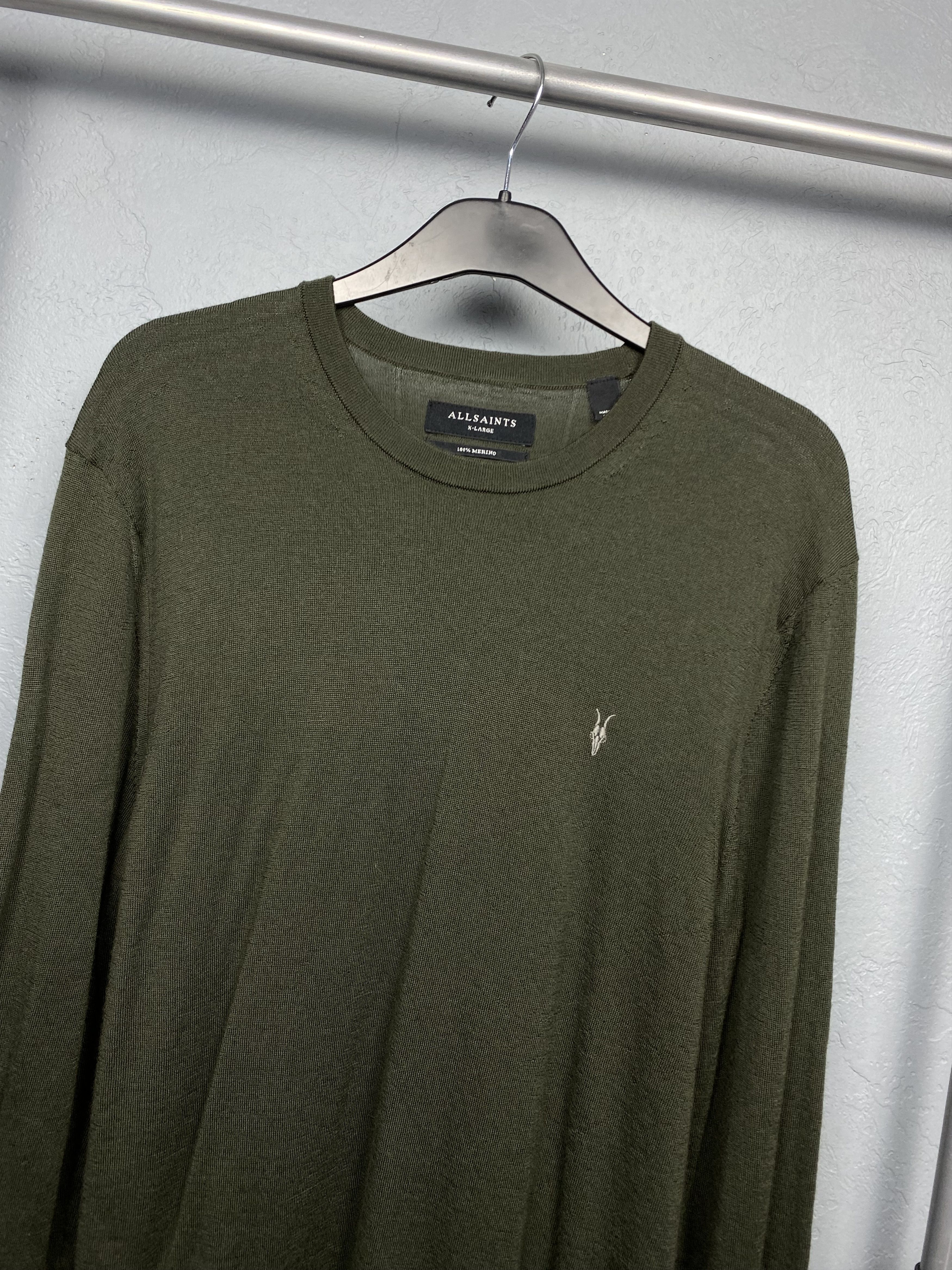 Allsaints AllSaints Mens Mode Merino Crew Neck Wool Knit Sweater Size US XL / EU 56 / 4 - 2 Thumbnail