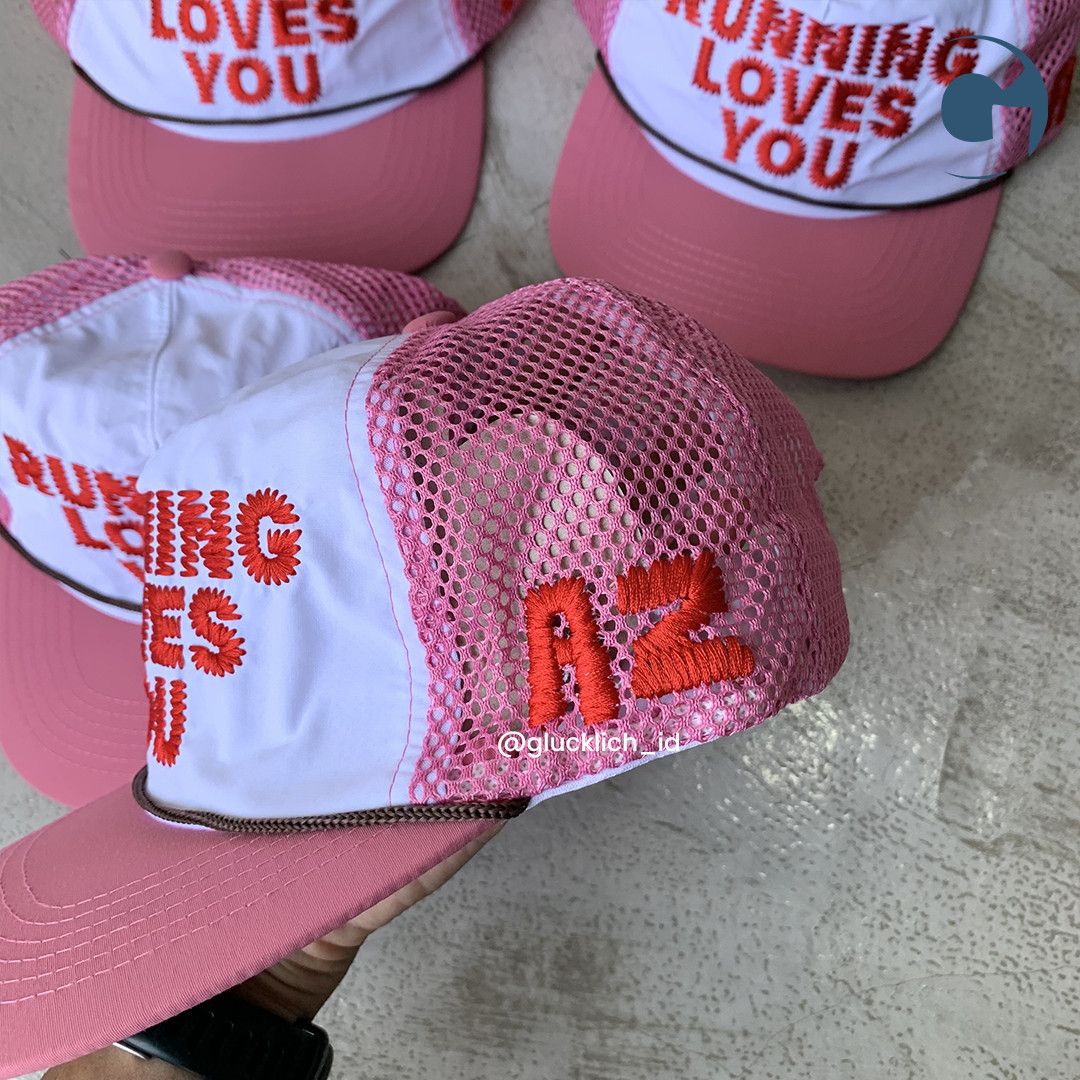 Alex Zono Alex Zono, “Running Loves You” Trucker Hat in Pink Size ONE SIZE - 6 Thumbnail