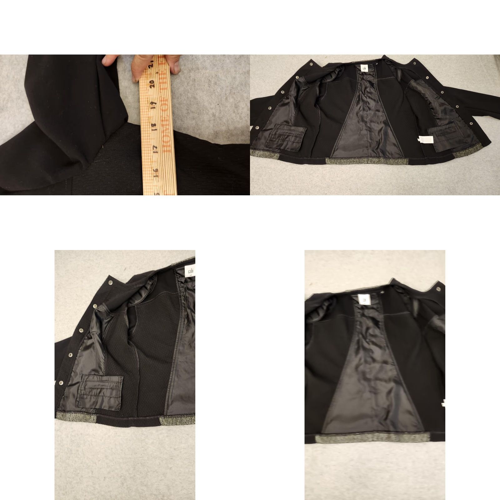 Vintage Cabi Blazer Womens Medium Black Metallic Tweed Snap Front Jacket Style 3036 Size M / US 6-8 / IT 42-44 - 8 Thumbnail