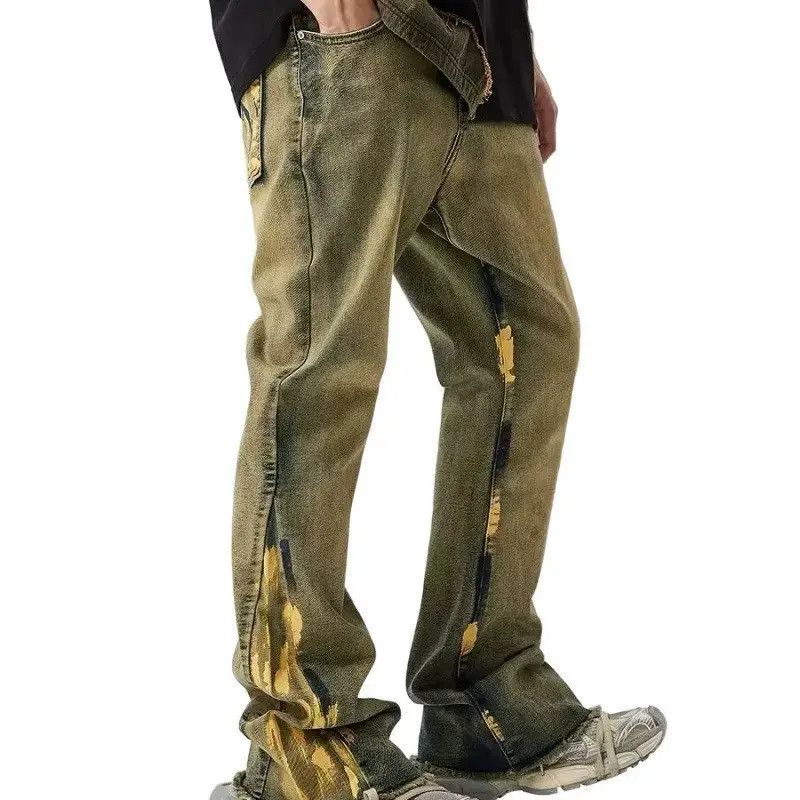 Japanese Brand Retro loose straight leg spliced jeans Size US 32 / EU 48 - 4 Thumbnail