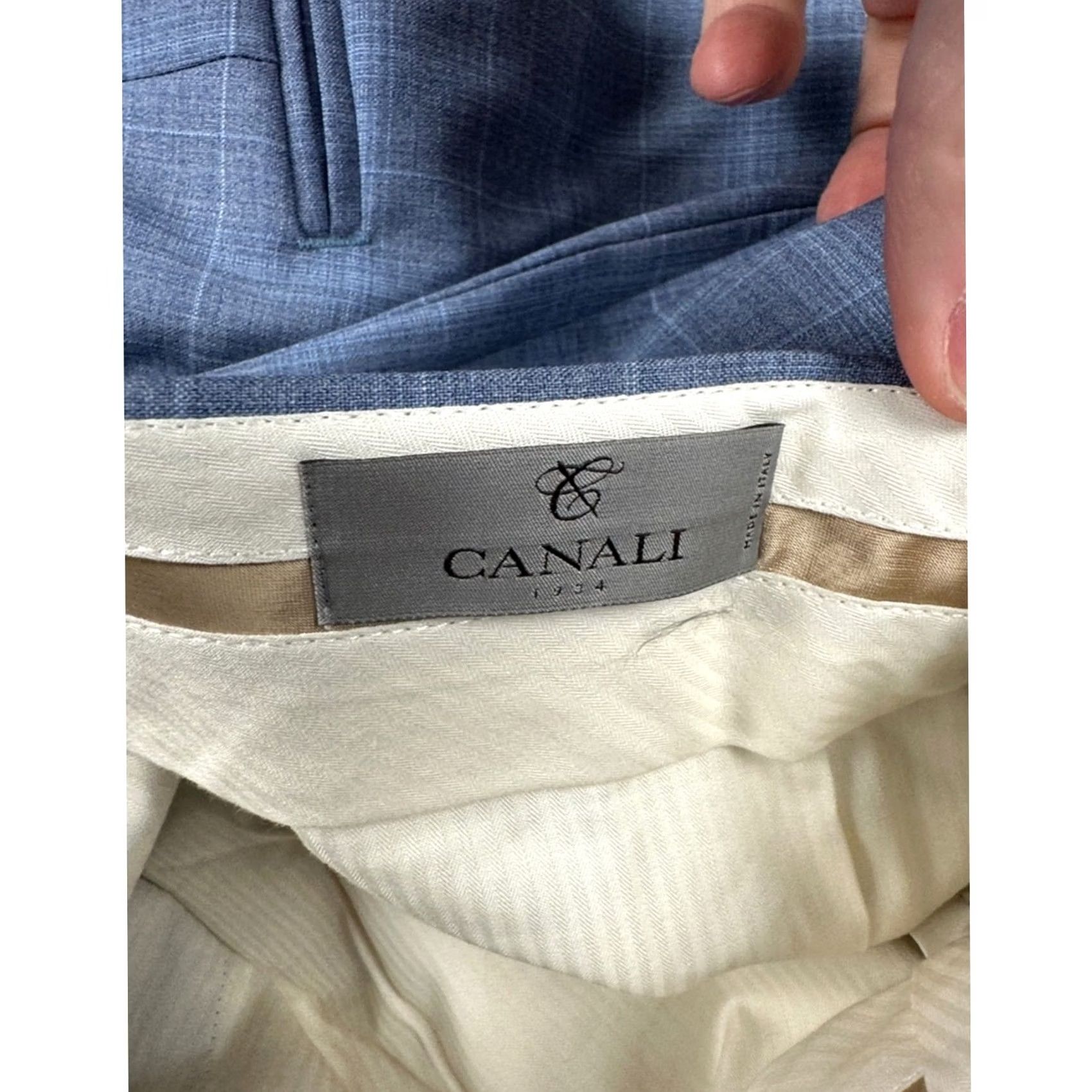 Canali Canali Wool Plaid Dress Pants - 38 Mens Regular Inseam 29 Blue Gray Wool (100%) Dress Pants Size US 38 / EU 54 - 7 Thumbnail