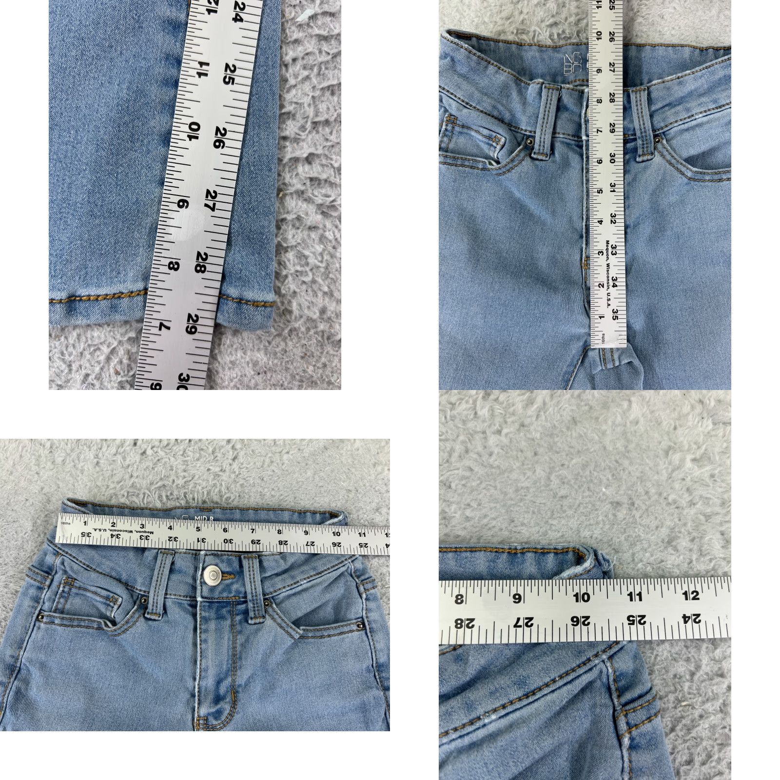 Vintage No Boundaries Jeans Juniors 1 Blue Denim Bootcut Light Wash 5-Pocket Embroidered Stretch Regular Cotton Blend Women's Jeans (Low Rise) - 29in Inseam Size 25" / US 0 / IT 36 - 8 Thumbnail