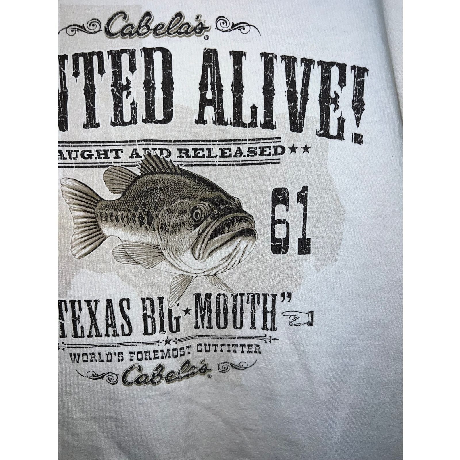 Gildan Vintage Cabelas Shirt Fishing Fish Texas Bigmouth Bass XL Size US XL / EU 56 / 4 - 4 Thumbnail