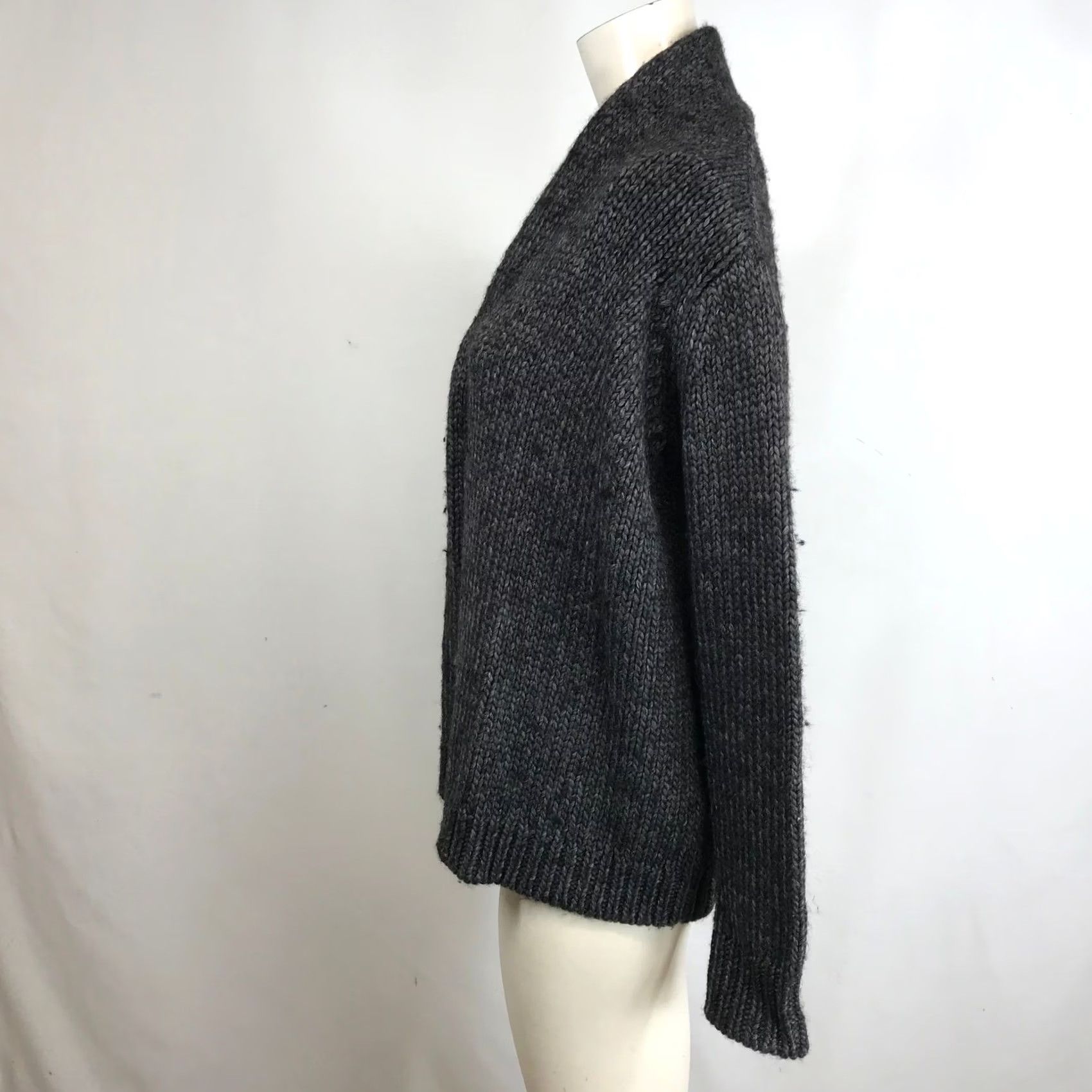 Joie Joie Knit Cardigan Sweater XS Charcoal Gray Shawl Collar Alpaca Blend Size XS / US 0-2 / IT 36-38 - 6 Thumbnail