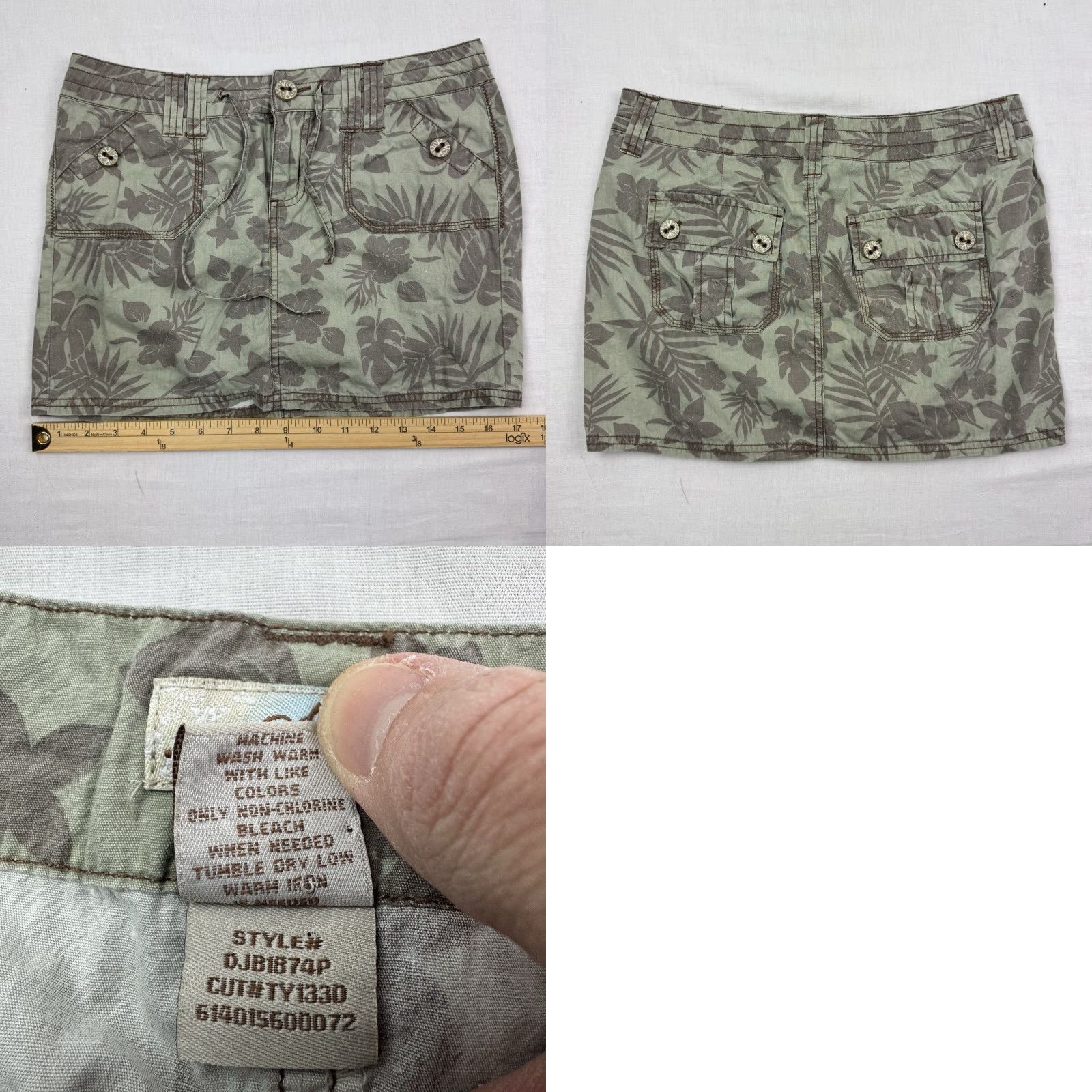 Vintage VINTAGE SO Skirt Womens 5 Mini Floral Green Hippie Hipster Y2K 2000s Boys Girls Mens Womens Size 27" / US 4 / IT 40 - 8 Thumbnail
