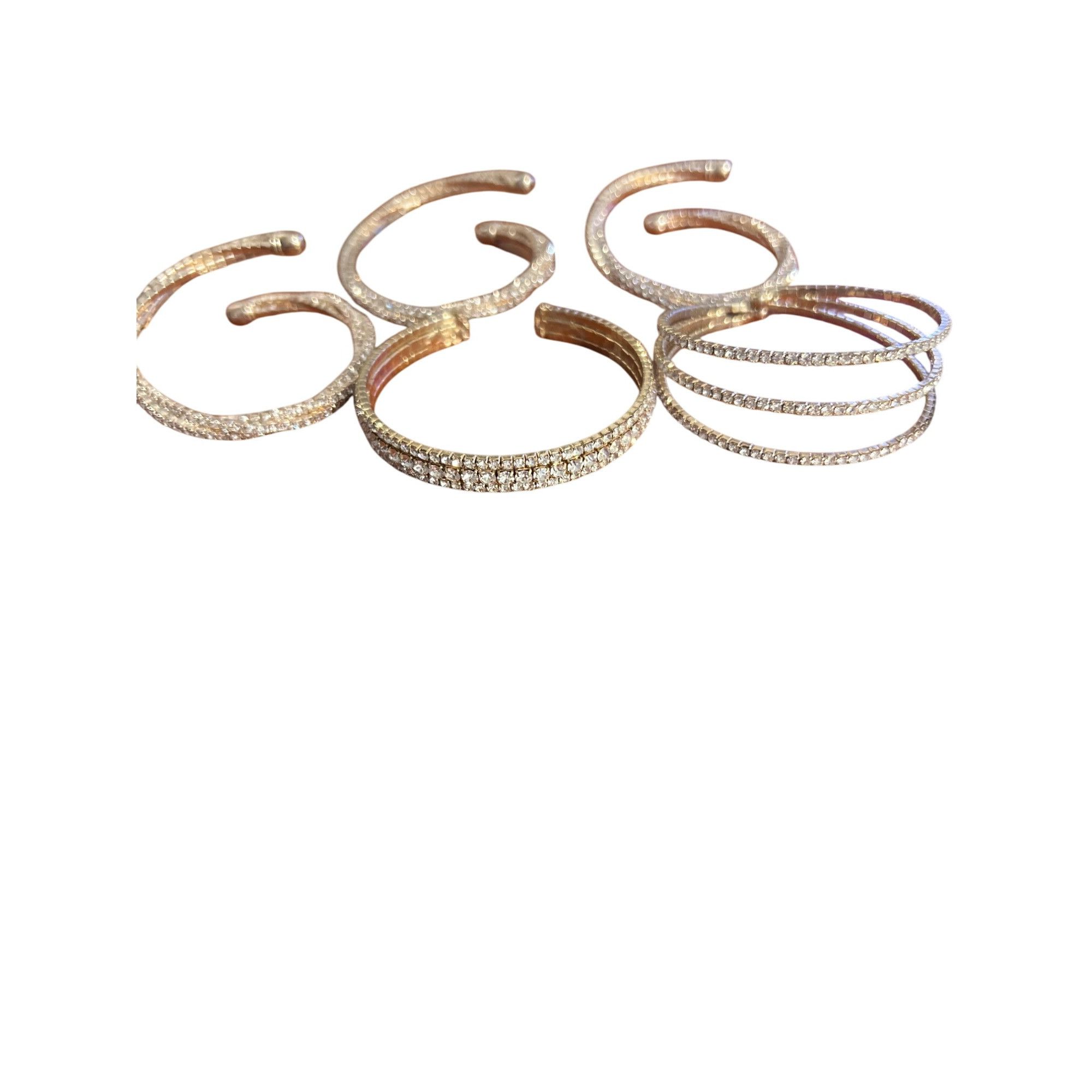 Other Set 5 Glass Rhinestone Silver Tone Bangle Bracelet Set Memor Size ONE SIZE - 3 Thumbnail