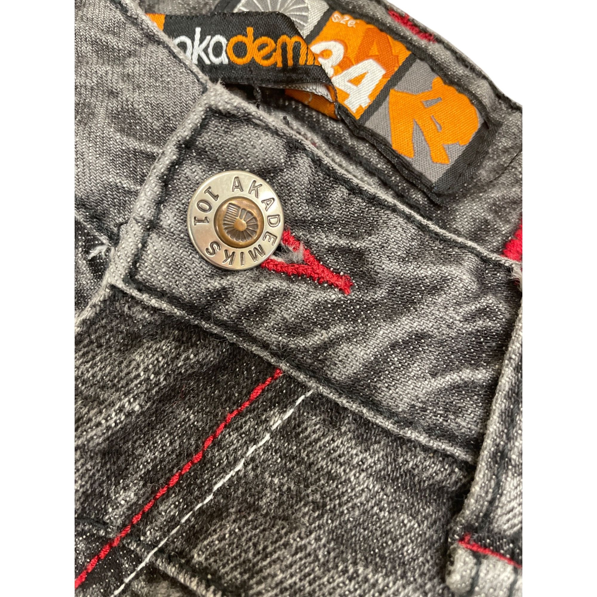 Akademiks Akademiks Mens Distressed Gray Graphic Wide-Leg Jeans Size 3 Size US 34 / EU 50 - 5 Thumbnail