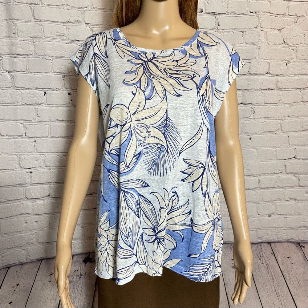 Halston NWT New Halston Floral Linen Knit Sleeveless Back Button To Size M / US 6-8 / IT 42-44 - 2 Thumbnail
