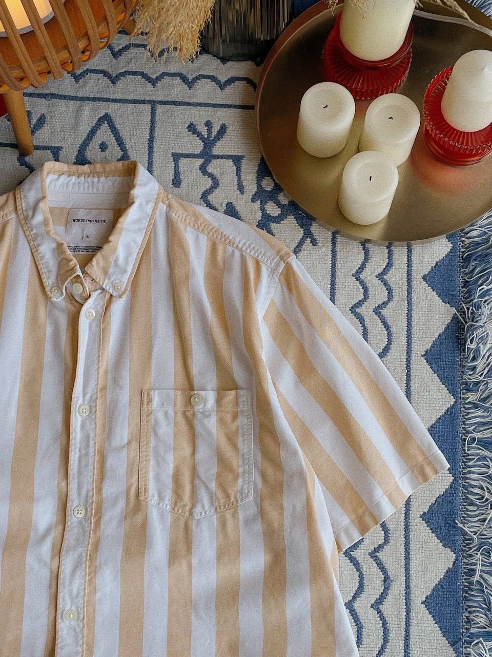 Norse Projects Norse Projects Theo Oxford Shirt Yellow Stripe Short Sleeve Size US XL / EU 56 / 4 - 3 Thumbnail