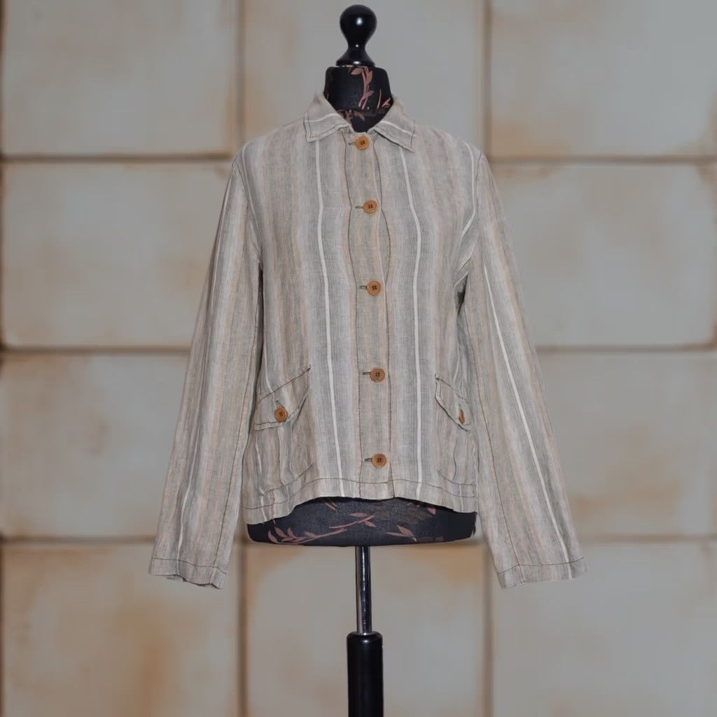 Weekend Max Mara Jacket Womens Linen Grey 2 Pockets Short Sleeve Long Sleeve Regular Size 12 UK12 US10 IT44 Casual