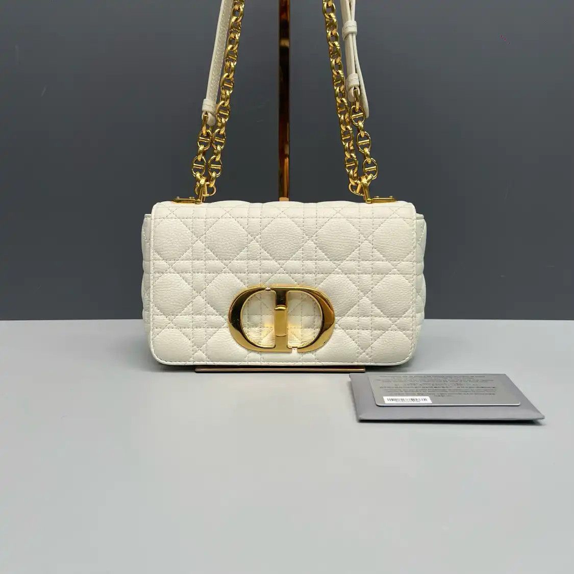 Dior DIOR Caro Small white cowhide leather rattan plaid quilted flap bag chain bag sh Size ONE SIZE - 1 Thumbnail