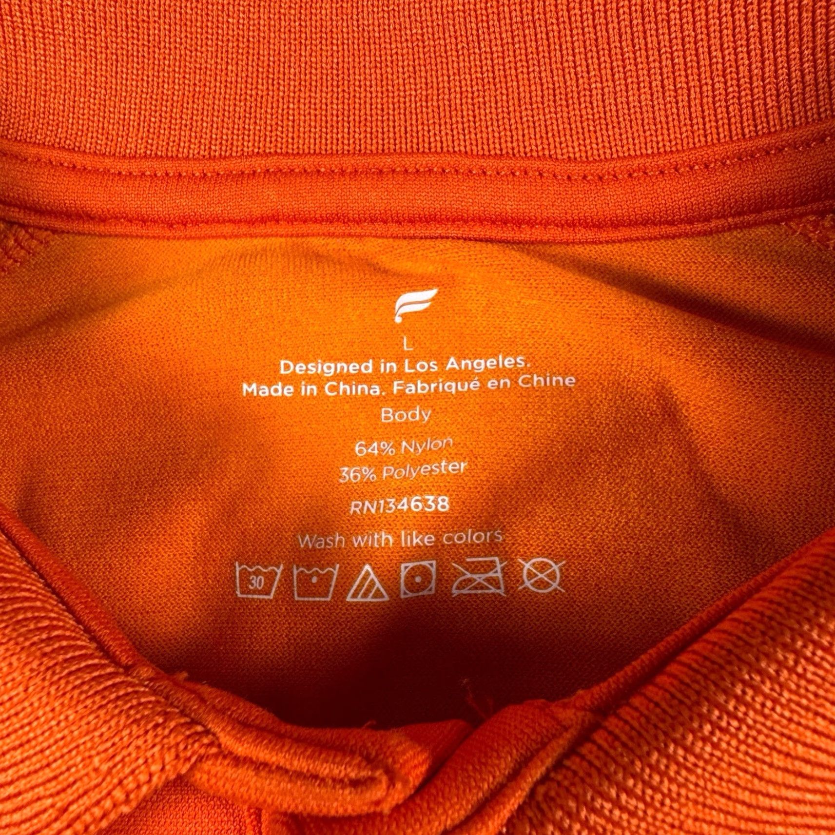 Fabletics Fabletics Polo Shirt Mens L Orange Solid Short Sleeve Casual Performance Stretch Golf Shirt Size US L / EU 52-54 / 3 - 3 Thumbnail