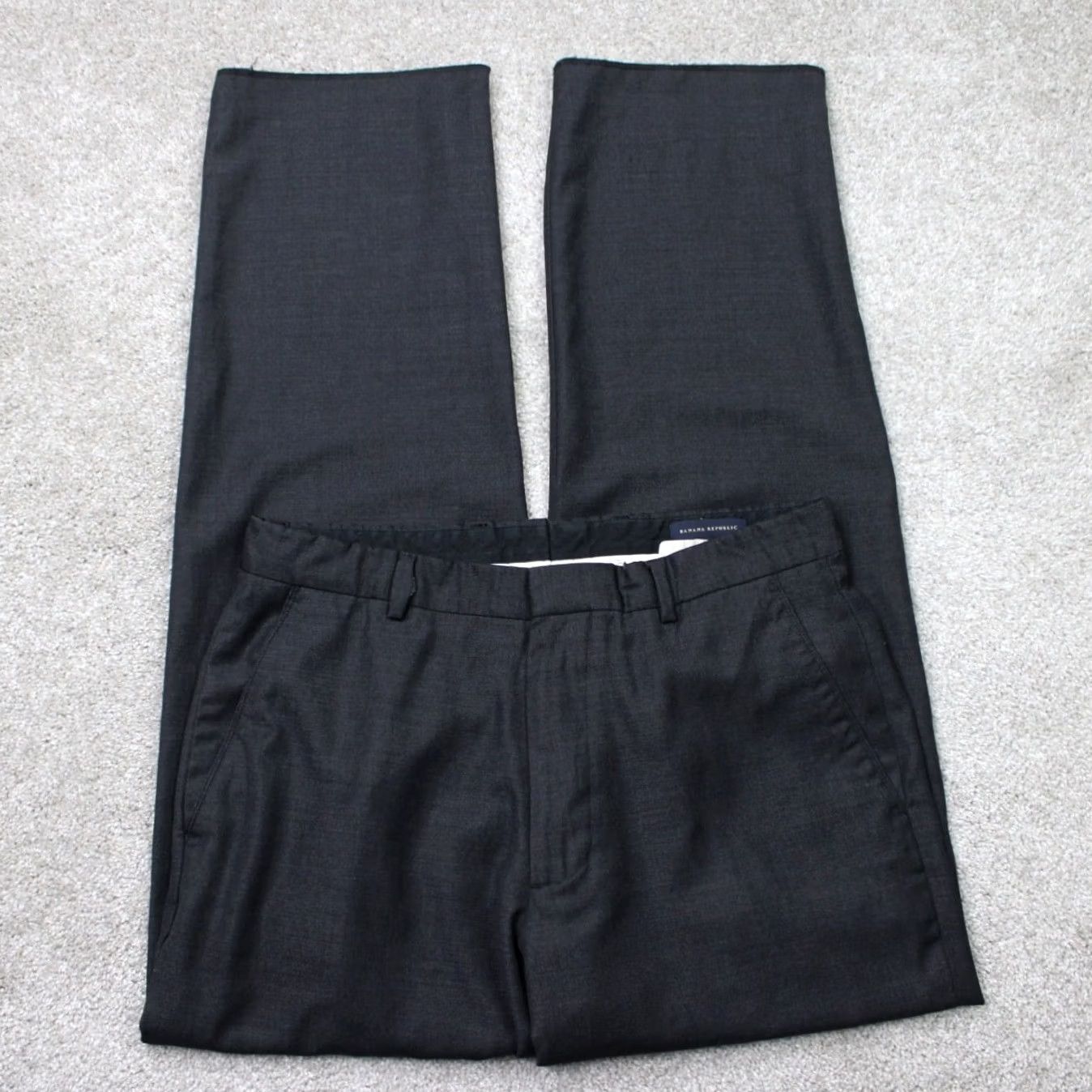 Banana Republic Banana Republic Dress Pants Mens 35x32 Black 100% Wool Flat Front Acetate Lined Size US 35 - 2 Thumbnail
