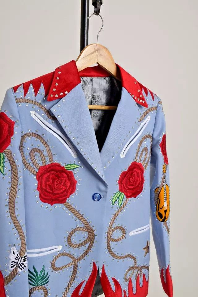 Other Men 2PC Customized Fire, Floral Embroidery western outfits Size 46S - 2 Thumbnail
