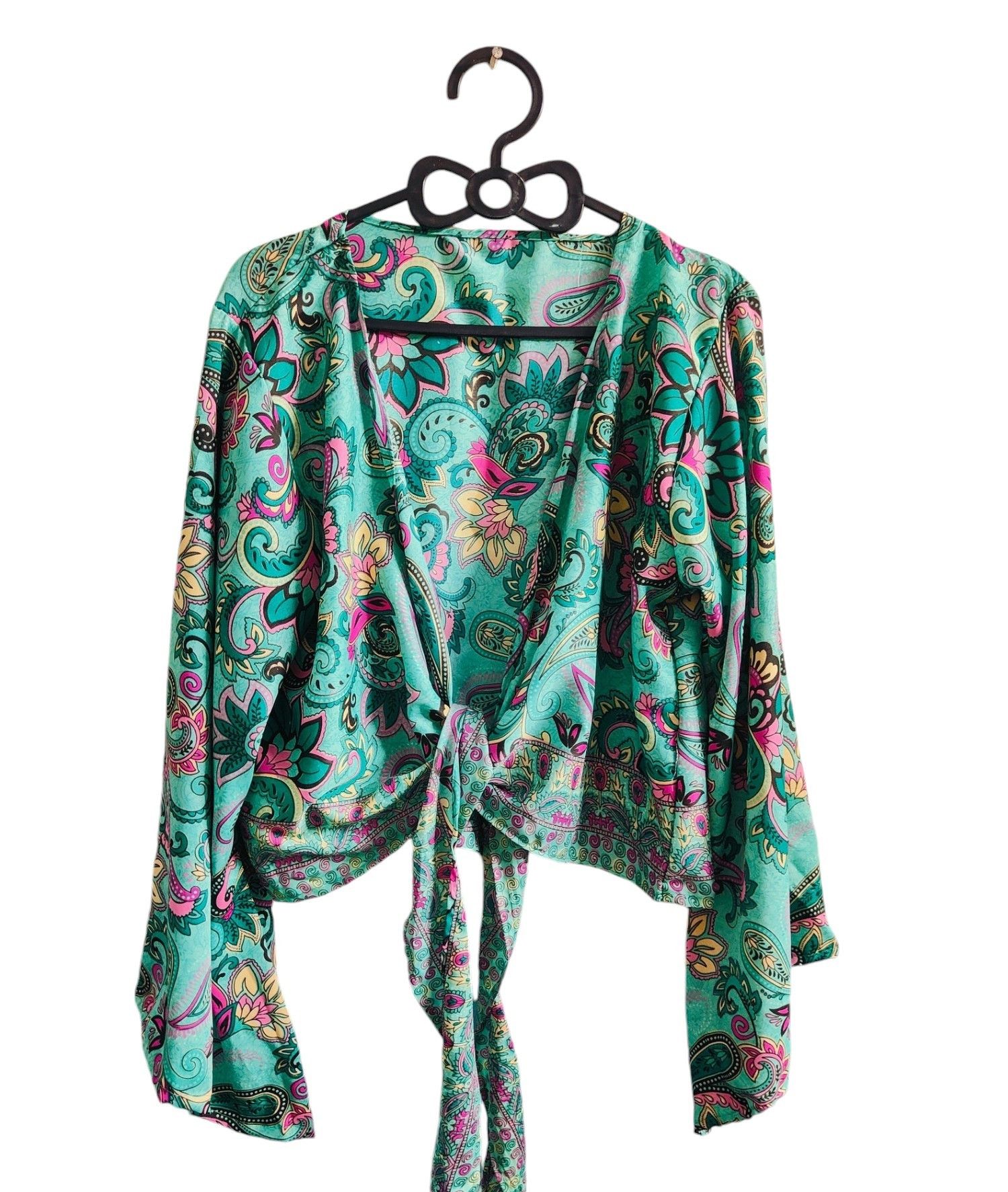 Other Blue Bell Sleeves Silk Floral Printed Women Assorted Tie Top Size M / US 6-8 / IT 42-44 - 4 Thumbnail