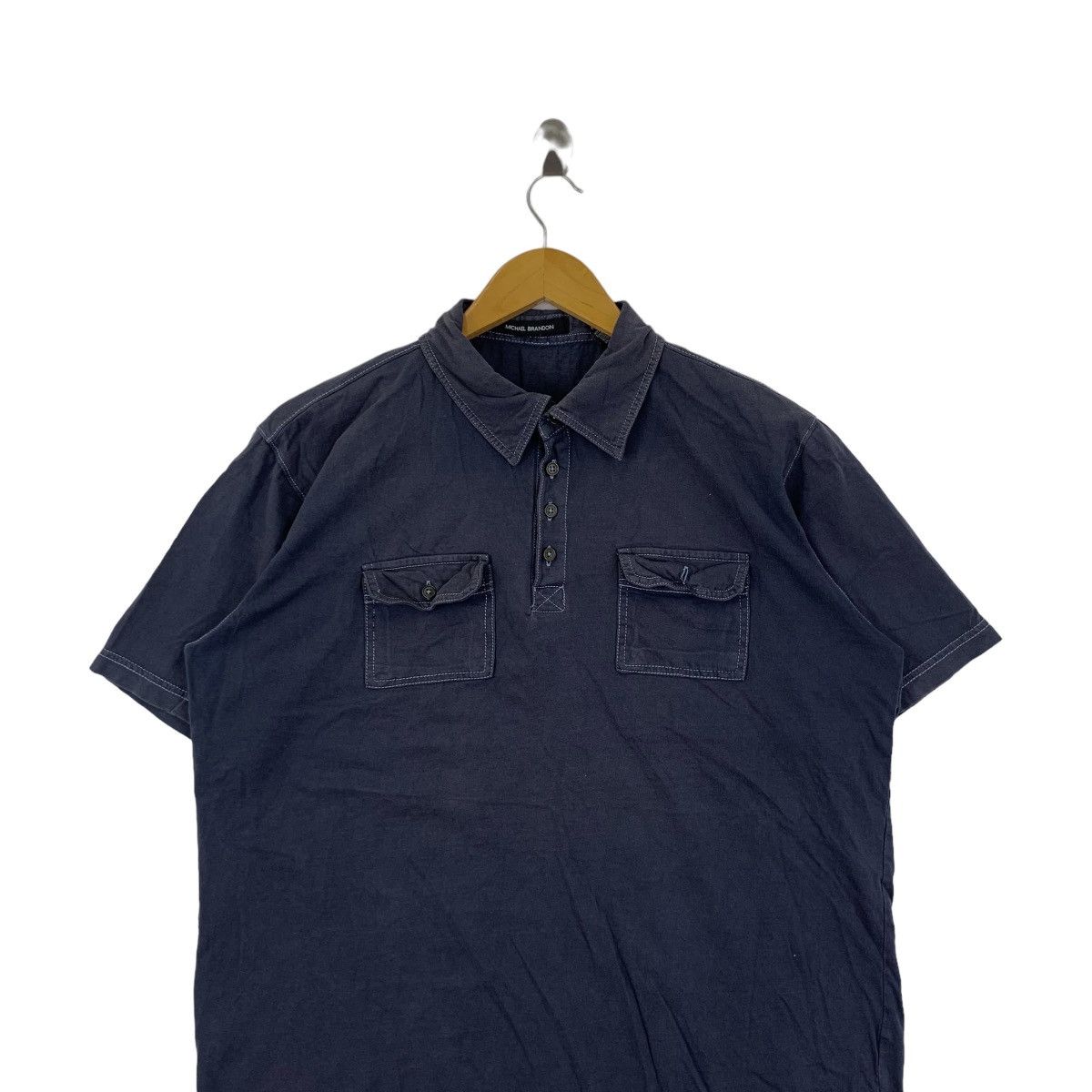 Vintage MICHAEL BRANDON Double Pocket Plain Polo Tee Shirt Size M / US 6-8 / IT 42-44 - 2 Thumbnail