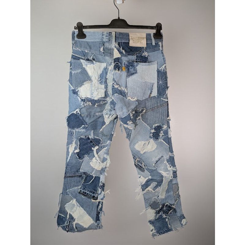 Gallery Dept. o1rshd1 Logan Distressed Patchwork Denim Jeans in Indigo Size US 32 / EU 48 - 17 Thumbnail