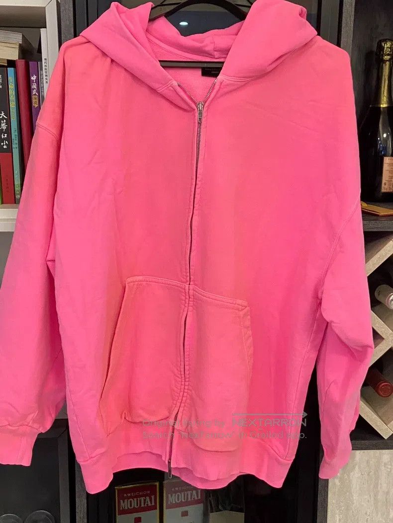 Balenciaga Pink Hooded Zipper Jacket