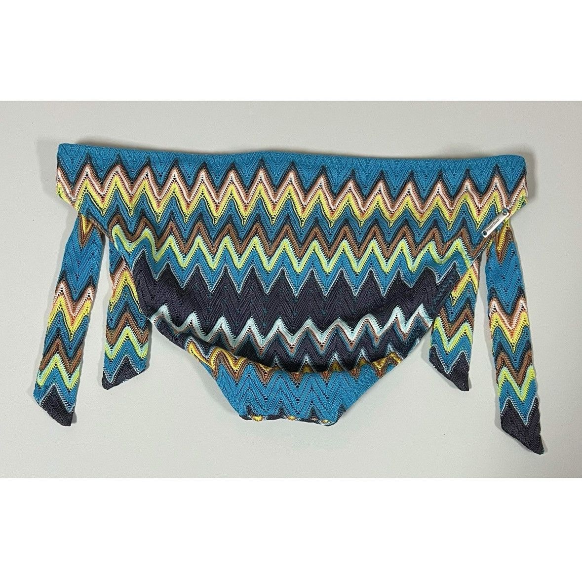 Perry Ellis Blue Zigzag Bikini Bottoms Swimwear Bathing Suit Size M 🤎✨ Size 28" / US 6 / IT 42 - 3 Thumbnail