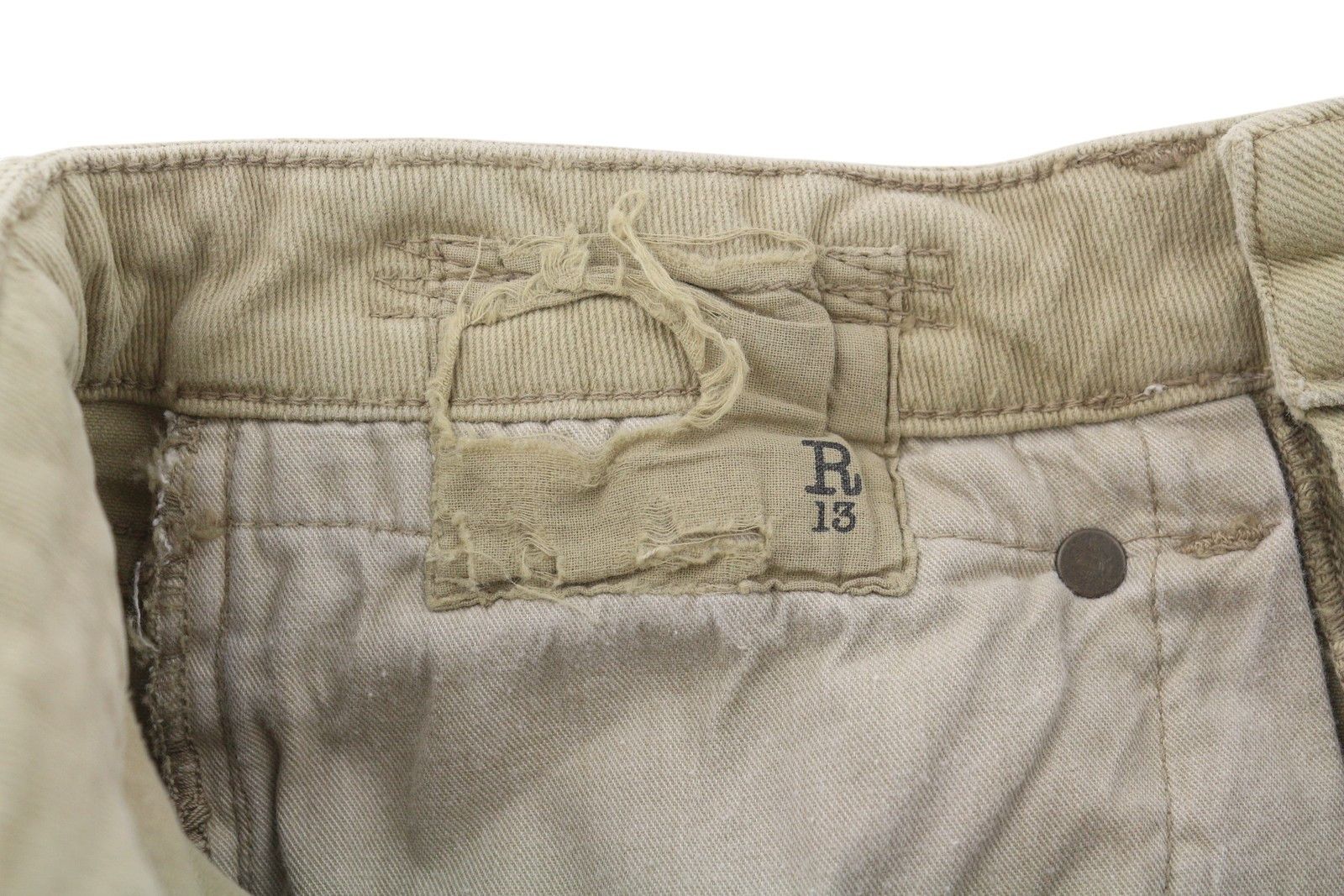 R13 BOY STRAIGHT 27 Khaki Stretch Cropped Jeans 89843 Size 27" / US 4 / IT 40 - 12 Thumbnail