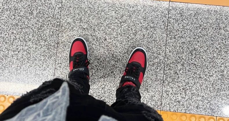 Celine Celine Red and black leather high-top sneakers Size US 9 / EU 42 - 4 Thumbnail