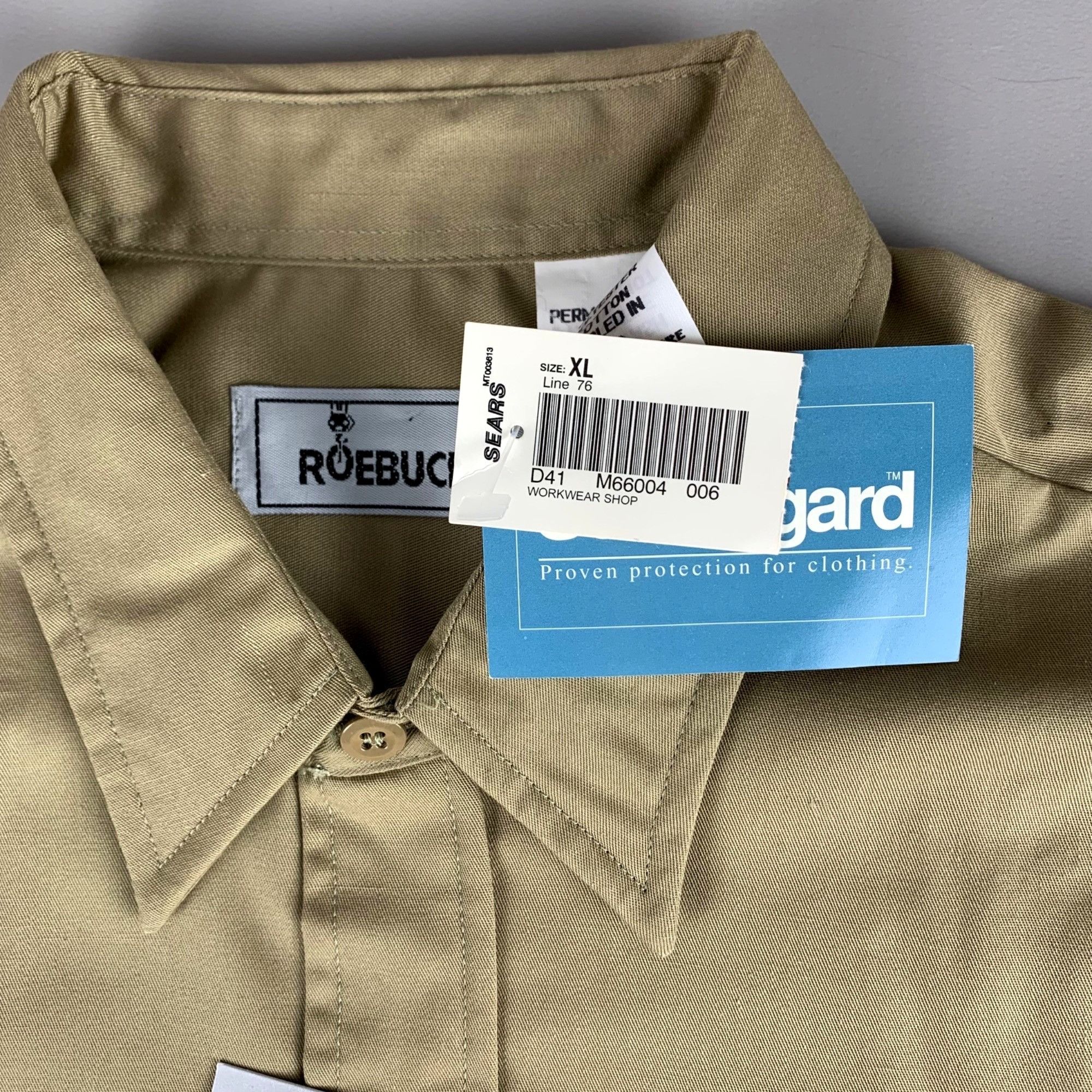 Other Vintage Roebucks Mens XL Khaki Short Sleeve Twill Work Shirt Size US XL / EU 56 / 4 - 3 Thumbnail