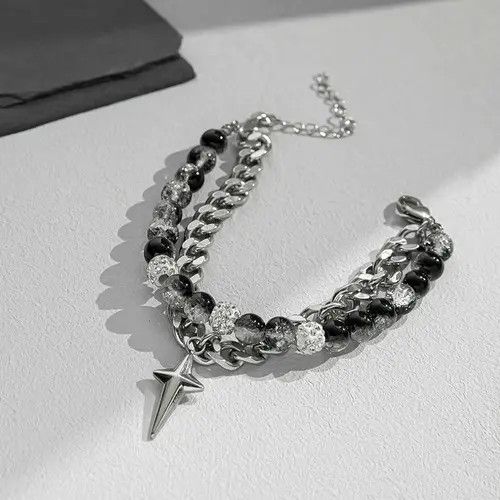 Jewelry STAR Gemstone Layered Chain Link Bracelet Size ONE SIZE - 3 Thumbnail