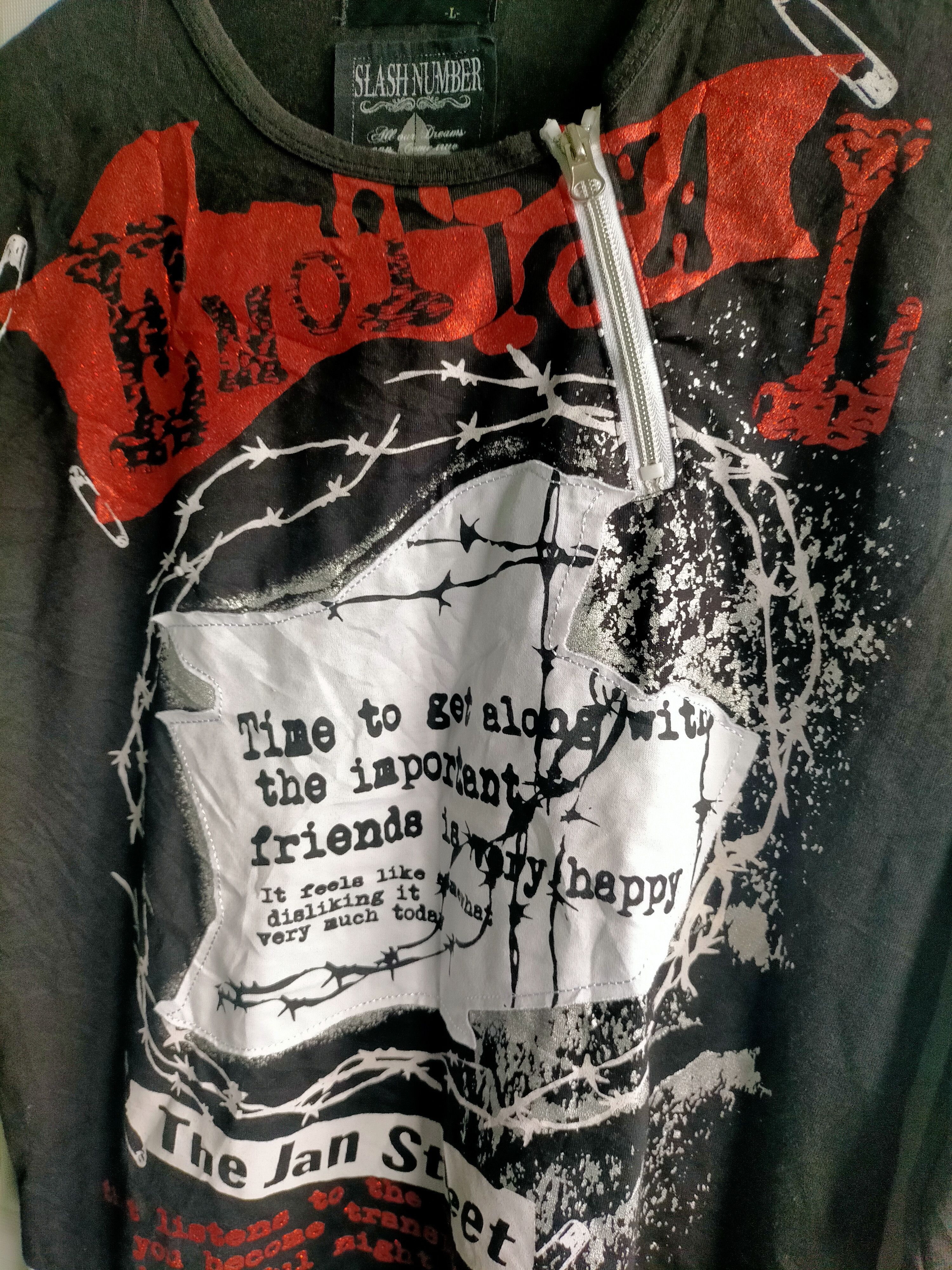 Beauty Beast Slash Number Punk Long Sleeve Tshirt Size US M / EU 48-50 / 2 - 3 Thumbnail