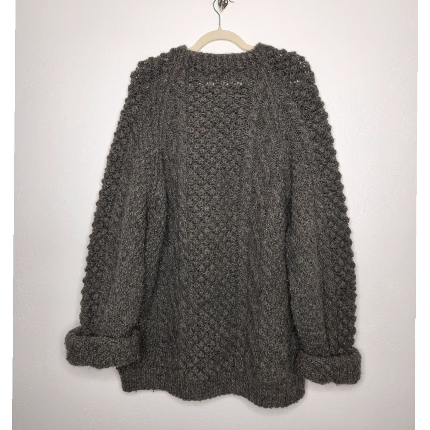 Vintage VINTAGE Spelana Handknit Wool Grandpa Cableknit Fisherman Sweater Size US XXL / EU 58 / 5 - 6 Thumbnail